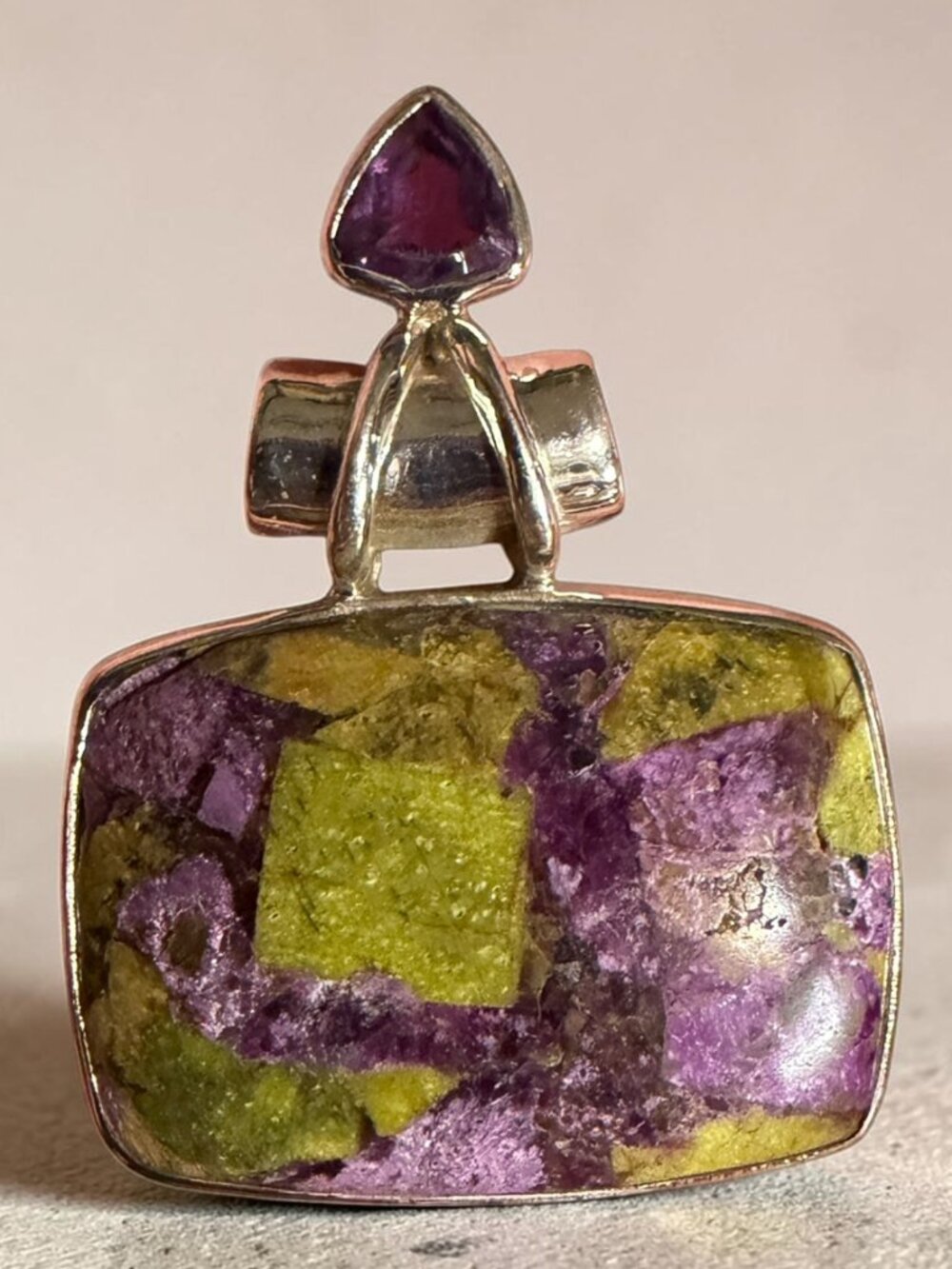 925 Sterling Silver Atlantis & Amethyst Pendant-Natural Gemstone